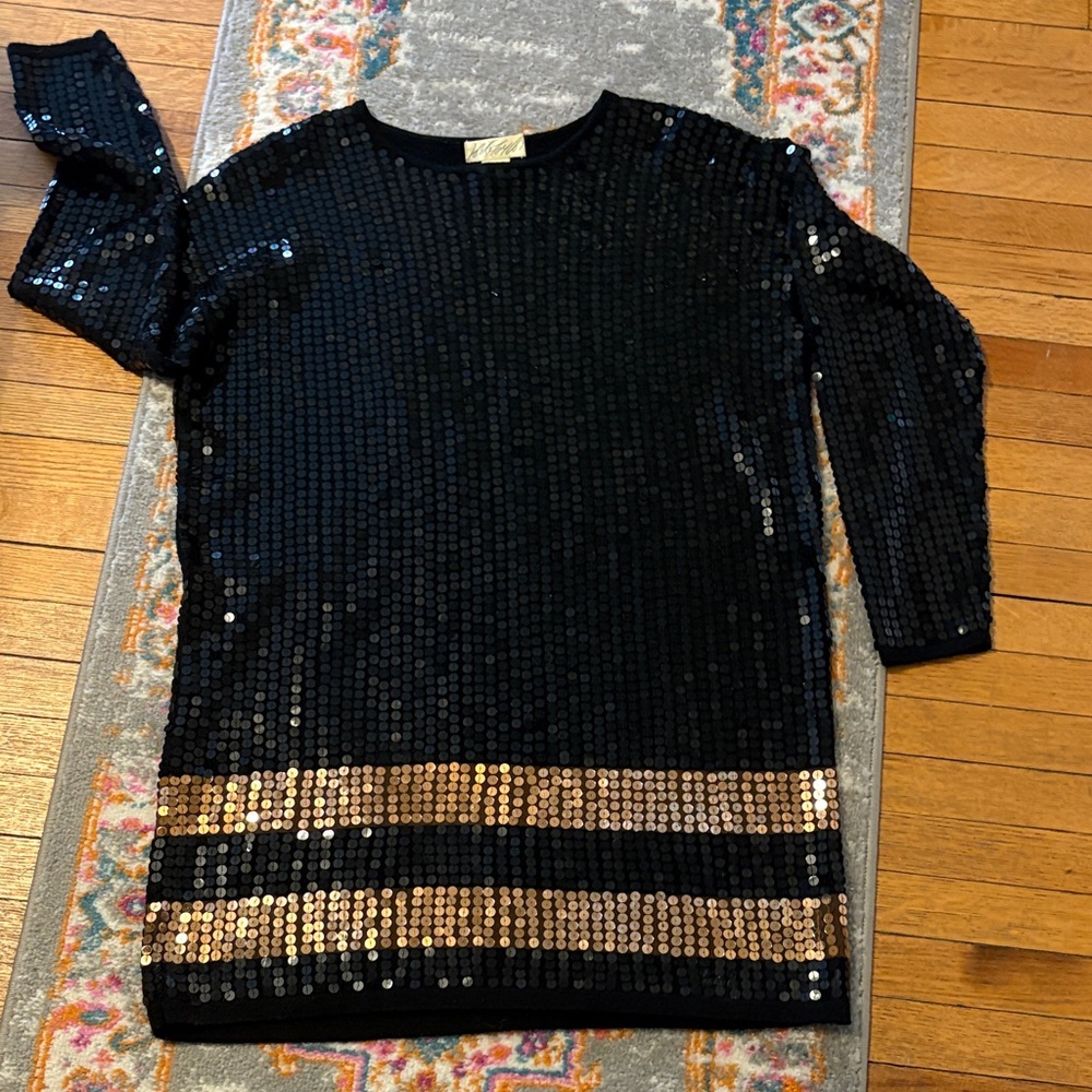 Black & copper sequined dress. - Picture 2 of 8